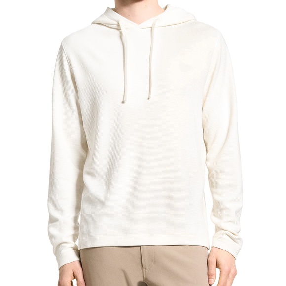 THEORY Men’s Delroy Textured Relaxed Fit Hoodie Ivory Size M L